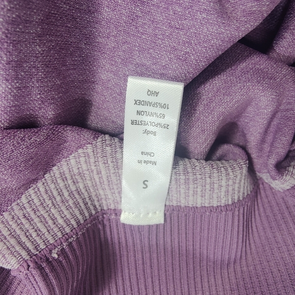 Lilac Two Tone High Waisted Compression Tummy Control Athletic Yoga Leggings - Picture 9 of 11